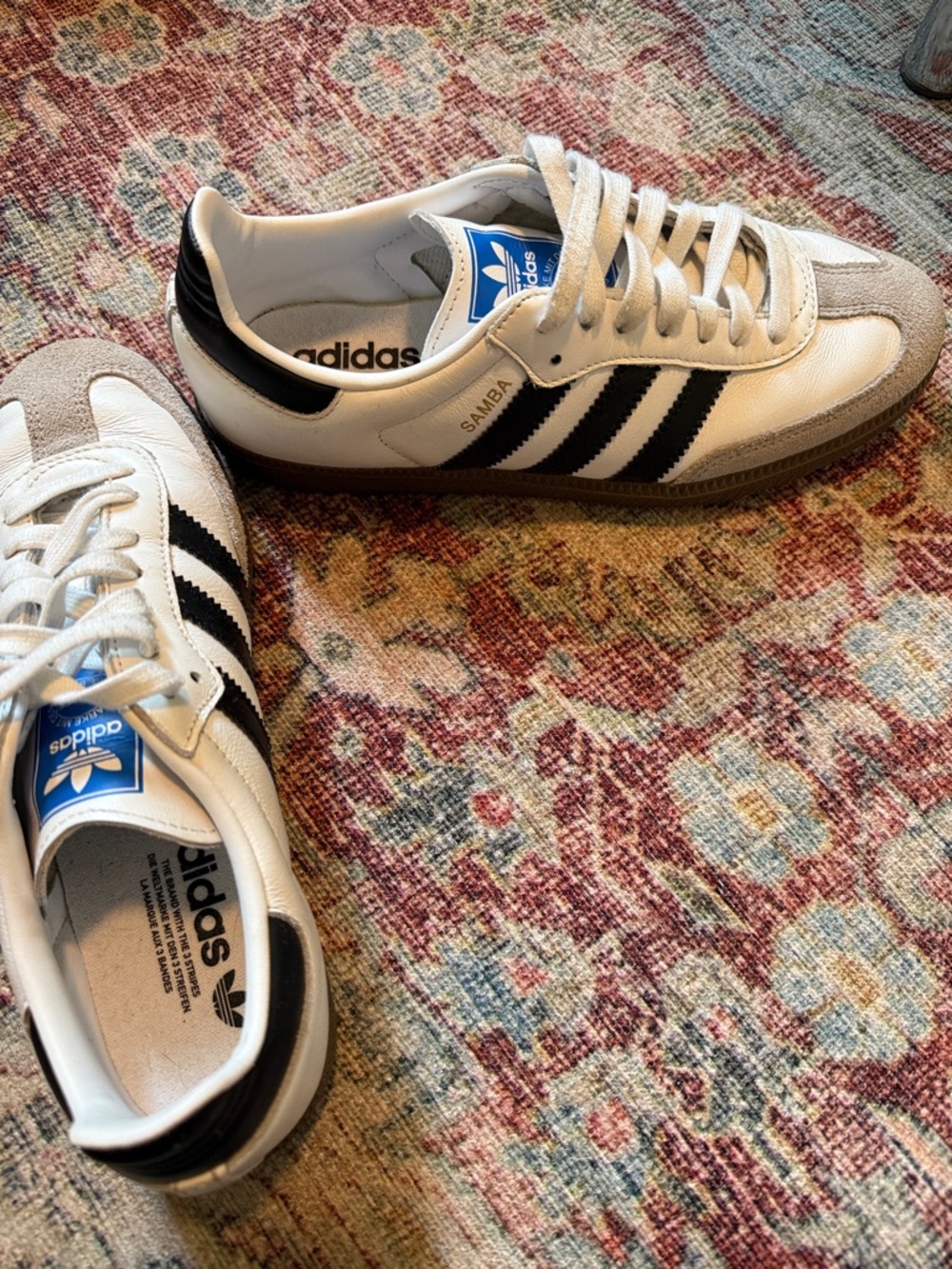 adidas Samba White Black Suede-Trim Sneakers - Picture 3 of 7